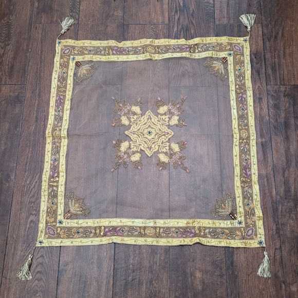 Other - Handmade Indian Sequin Beaded Mesh Table Cloth